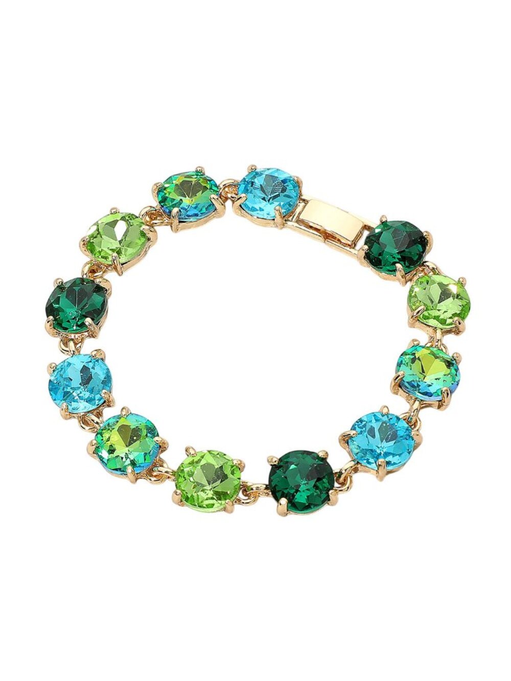 Tigerstars Multi Green Round Stone Link Evening Bracelet